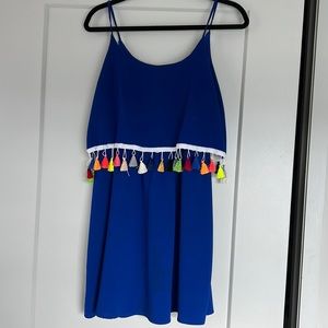 Blue tassel dress - l